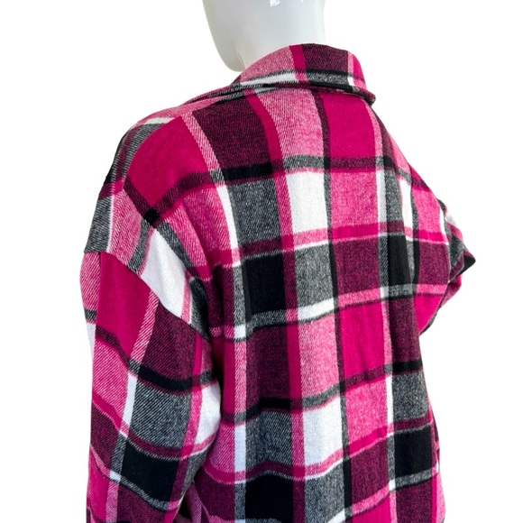 Miss Sparkling boutique shacket flannel long jacket fuchsia pink Barbie chic L - Picture 13 of 14